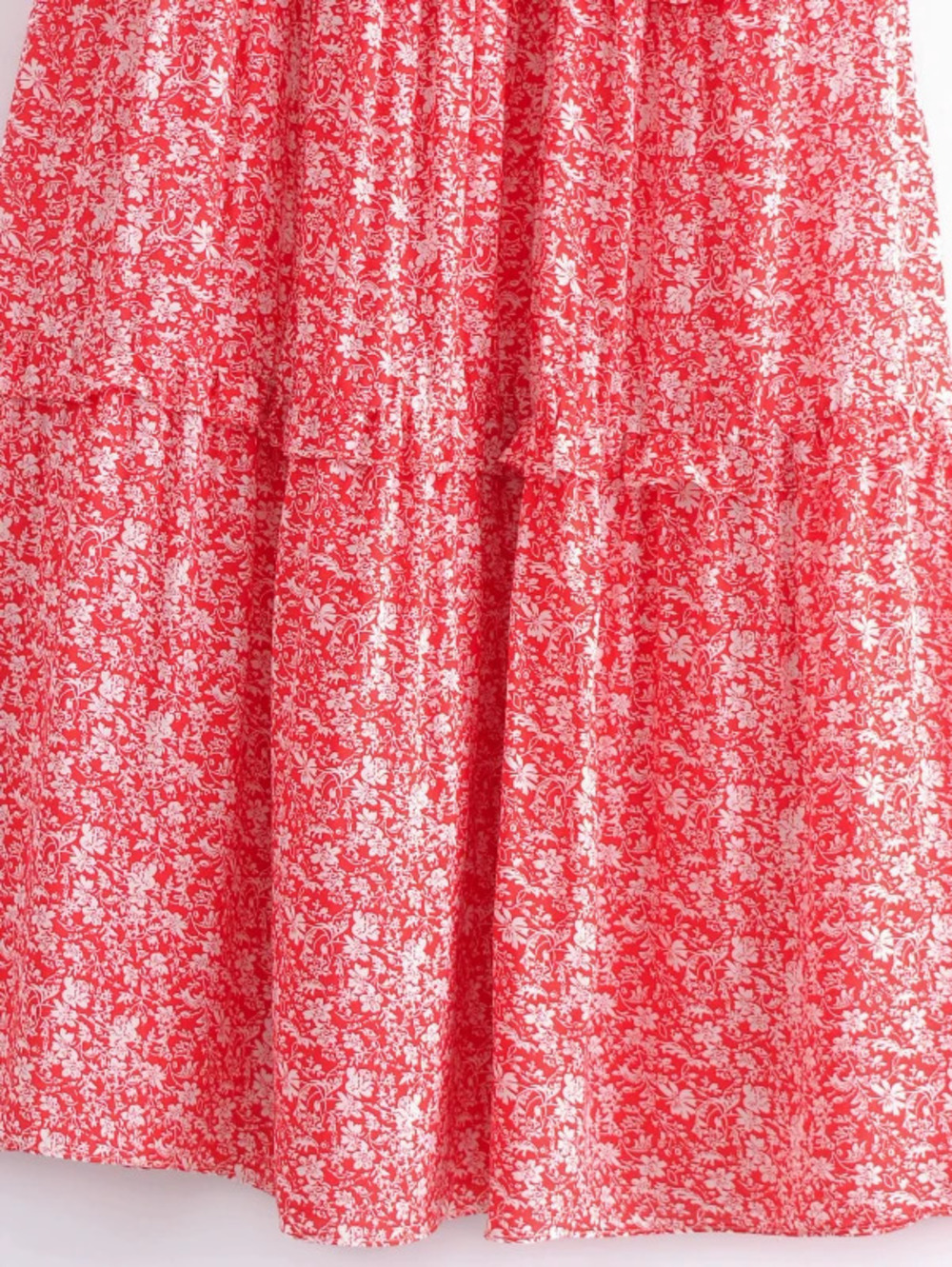 Womens Spring Rayon Printed Elastic Back Tie Tiered Dress